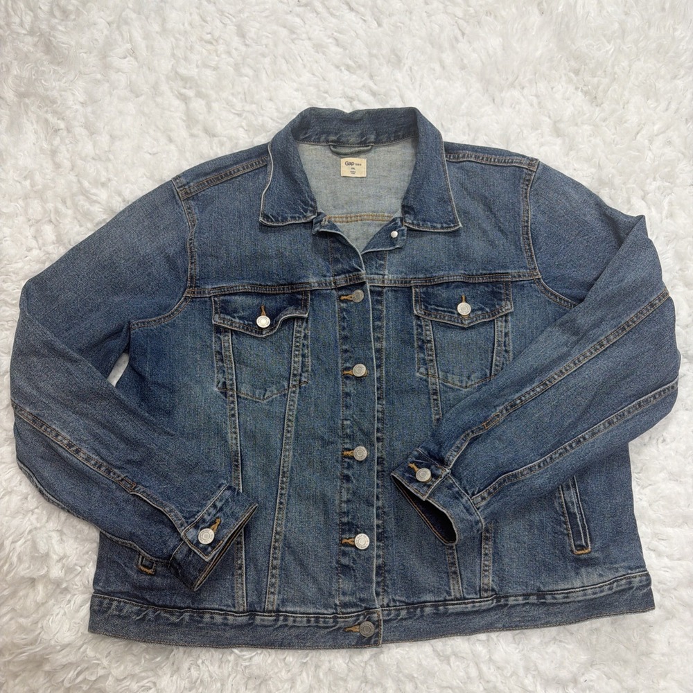 GAP 1969 Jean Jacket Women's XXL 2XL Denim Medium Wash Classic‎ Cotton Stretch 2